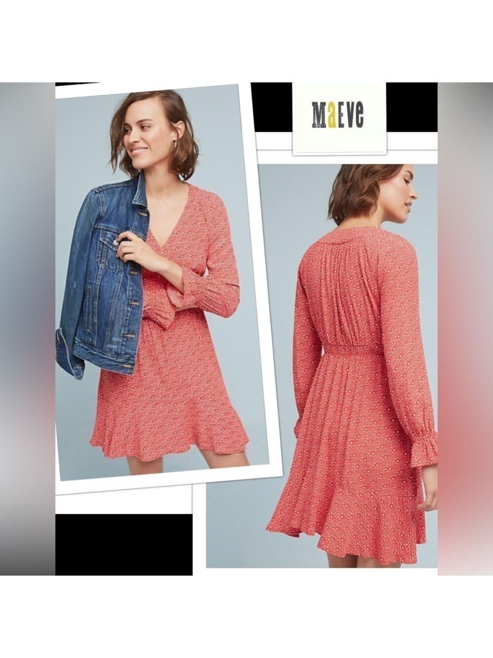 Anthropologie MAEVE Monaco size S Red Floral Silky Soft 100% Viscose Boho Dress
